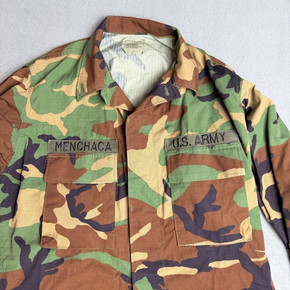US Army BDU Field Jacket Woodland Camo Medium Regular Menchaca 8415-01-390-8544